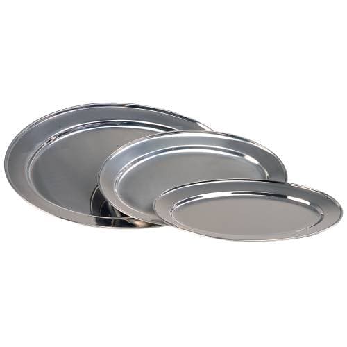 SERVING PLATTER OVAL S/STEEL - 500MM