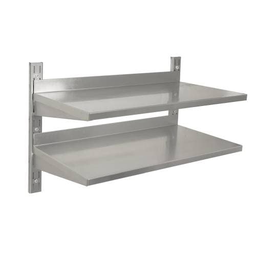 S/STEEL WALL SHELVING DOUBLE - 900 X 300MM