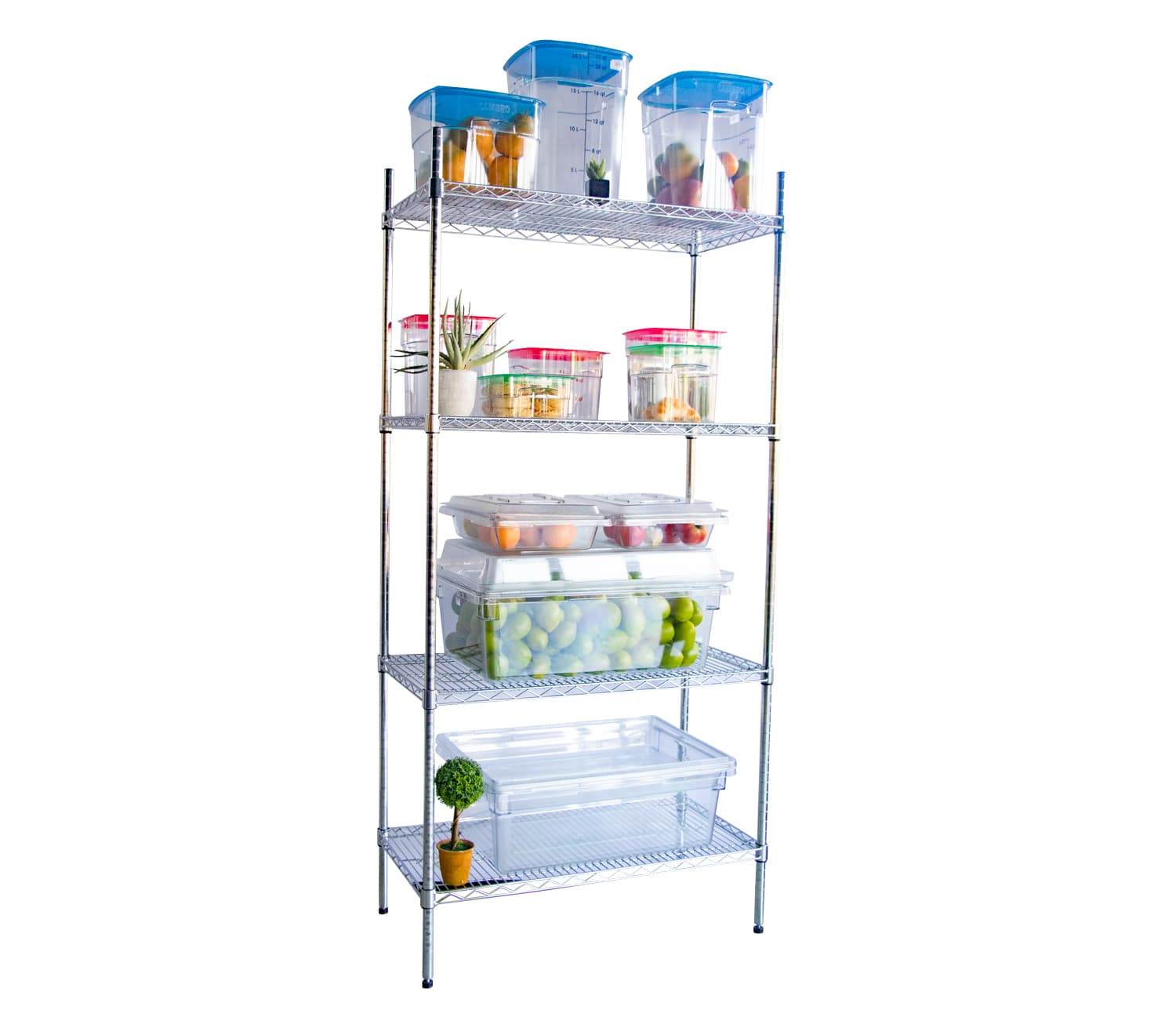 SHELVING UNIT CHROMED - 4-TIER - 905 X 455 X 1830MM